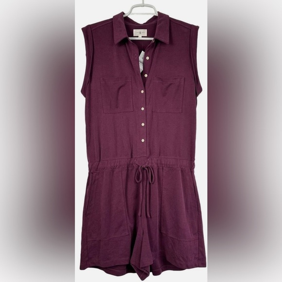 Lou & Grey Sandwashed Sleeveless Romper Purple Med - Picture 2 of 15